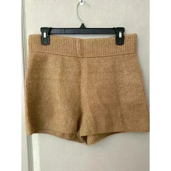Everlane The Cozy Stretch Short Ribbed Knit Micro Shorts Carmel L wool yak soft - Picture 3 of 13